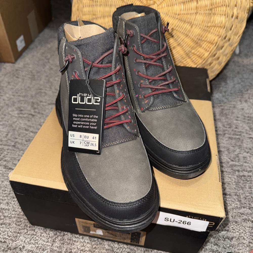 NIB Hey Dude Men's US Size 8/W9.5 Duke Eco Shield Chocolate Color- 112661900